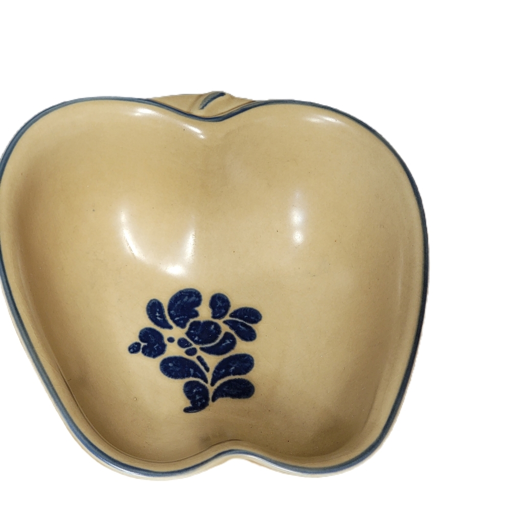 Pfaltzgraff Cream and Blue Apple-Shaped Bowl